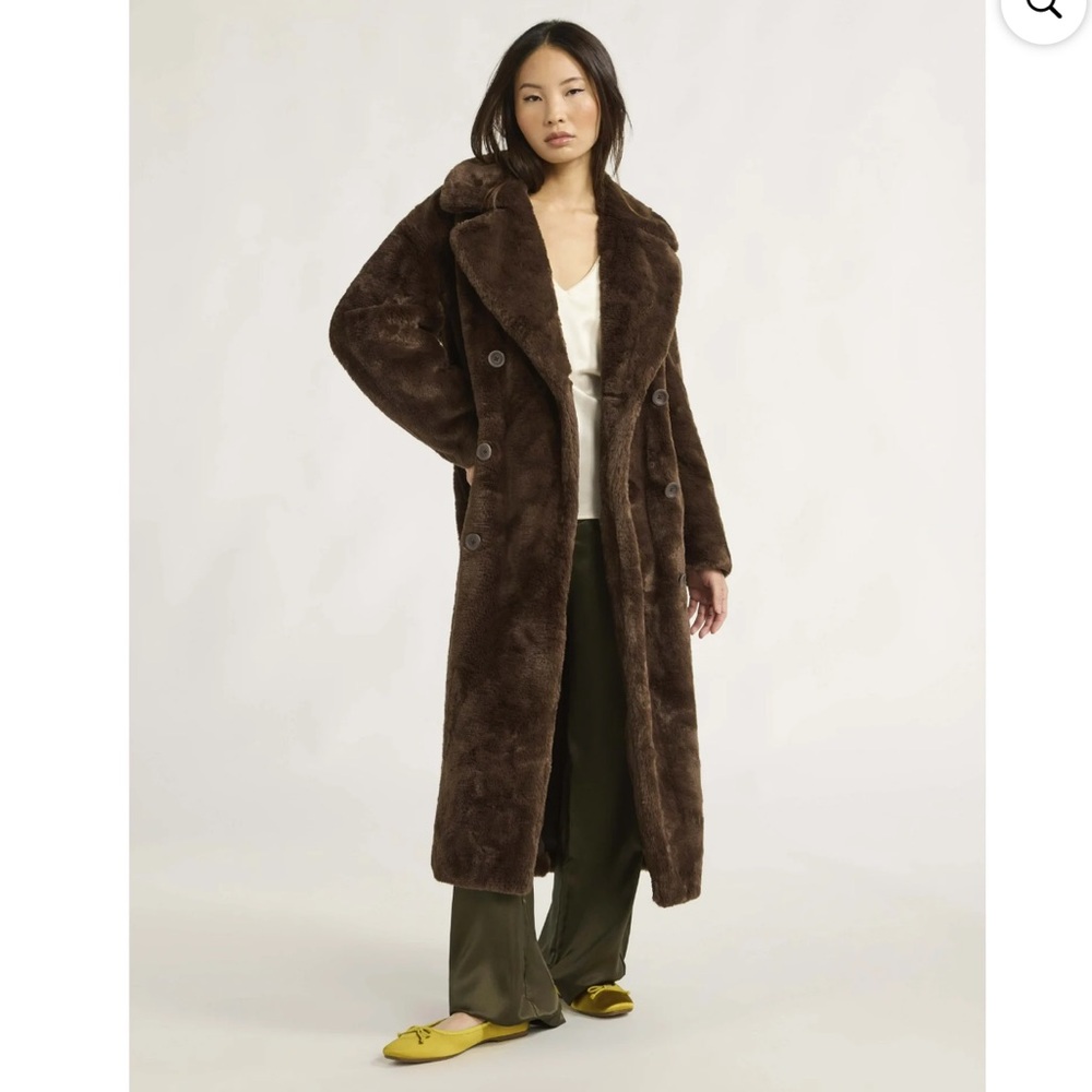 NWT! Scoop Women's & Women's Plus Faux Fur Oversized Maxi Coat XS
